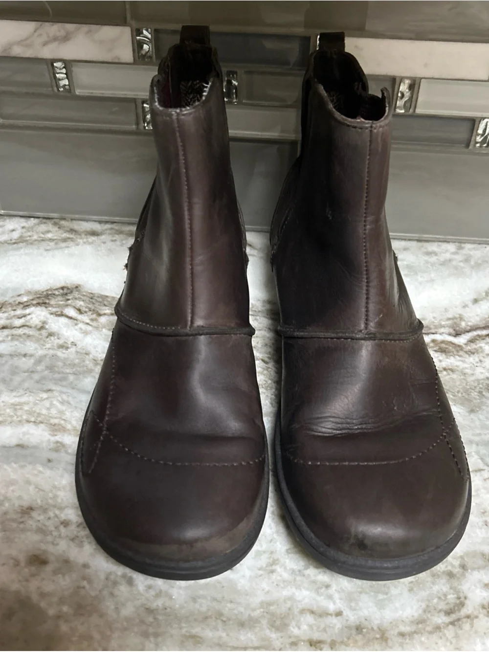 Vintage Patagonia Boots Brown Leather Ankle Women Size 8 Pull On Casual